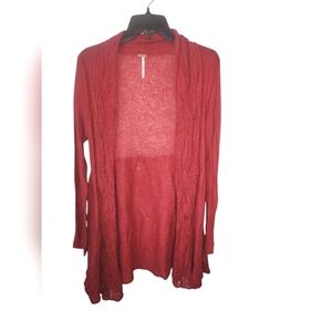 Free People Red Open-Front Cardigan